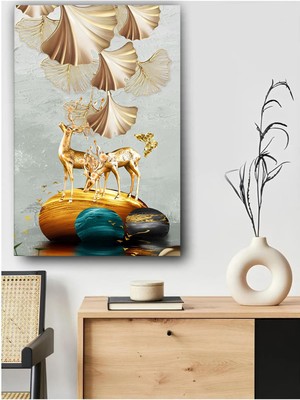 Aşık Geyikler Çiftler Için Kanvas Tablo