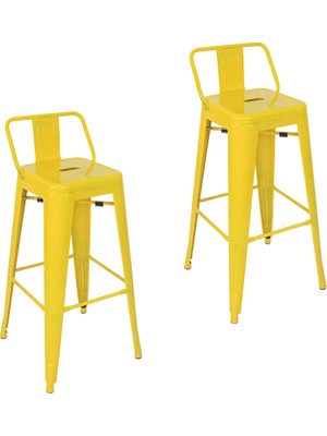 Chairlife Tolix Sırtlı Metal Bar Tabure (2 Adet)