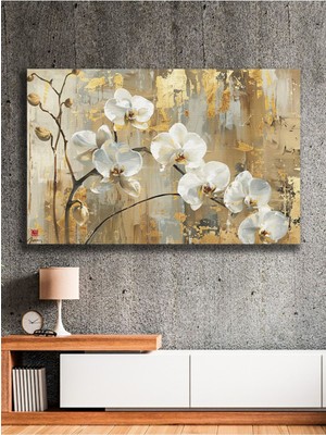 Altın Dokunuşlu Orkide Zarafeti Kanvas Tablo