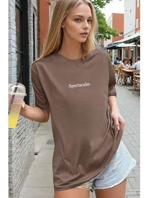Teenage Millionaire Kadın Kahverengi Spectacular Oversize Salas T-Shirt