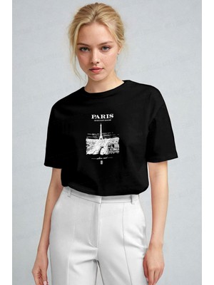 Millionaire Kadın Siyah Paris Regular Fit Normal Kalıp T-Shirt
