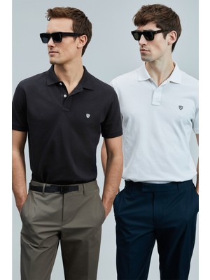 Lufian Logolu Pamuklu Comfort Fit Düğmeli Polo Yaka 2'li T Shirt Erkek T Shirt 111040206S2