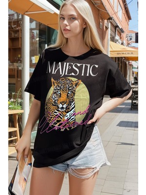 Millionaire Kadın Siyah Majestic Oversize Fit Bol Geniş Kalıp Salaş Kesim T-Shirt