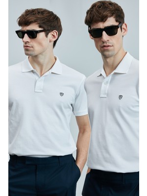 Lufian Logolu Pamuklu Comfort Fit Düğmeli Polo Yaka 2'li T Shirt Erkek T Shirt 111040206S2