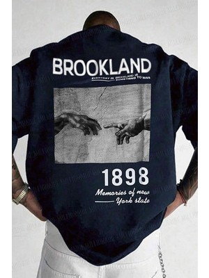 Teenage Millionaire Erkek 1898 Baskılı Lacivert Oversize Salas T-Shirt