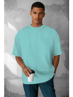 Teenage Millionaire Erkek Turkuaz Basic Düz Baskısız Oversize Salas T-Shirt