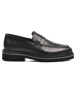 Aspor Siyah  Deri Erkek Loafer Ayakkabı