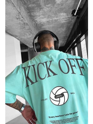 Millionaire Erkek Mint Yeşili Kick Off Oversize Fit Bol Geniş Kalıp Salaş Kesim T-Shirt