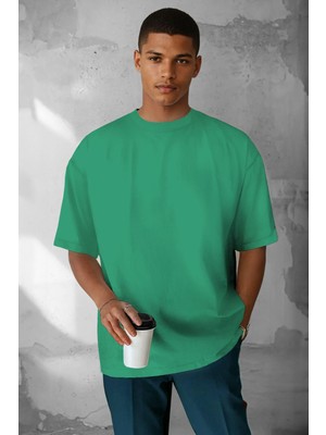 Teenage Millionaire Erkek Bntn Yeşil Basic Düz Baskısız Oversize Salas T-Shirt