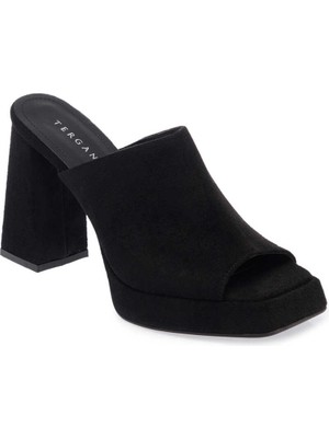 Tergan  Siyah Hakiki Süet Deri Kadın Terlik - K24Y1TR67085-A01