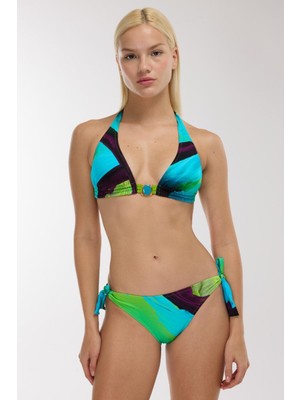 Ayyıldız 4612 Mavi Yeşil Desenli Bikini Takımı