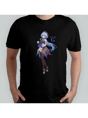 Pixxa Genshin Impact Ganyu Unisex %100 Pamuklu Bisiklet Yaka T-Shirt