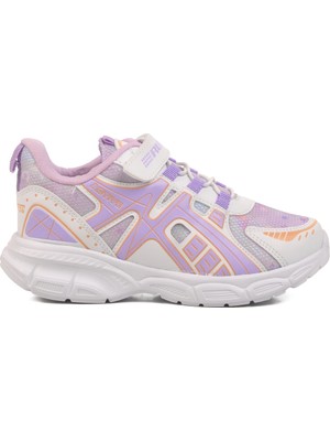 Aspor Beyaz Lila Cırtlı Fileli Hafif Kız Çocuk Spor Ayakkabı