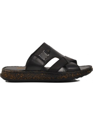 Aspor Siyah  Deri Erkek Terlik