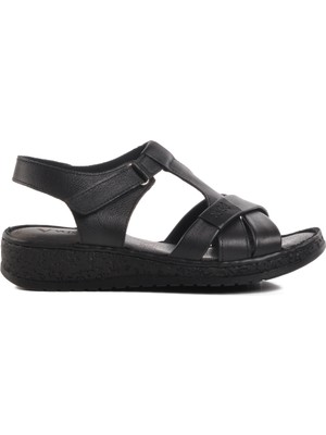 Voyager Siyah  Deri Kadın Sandalet