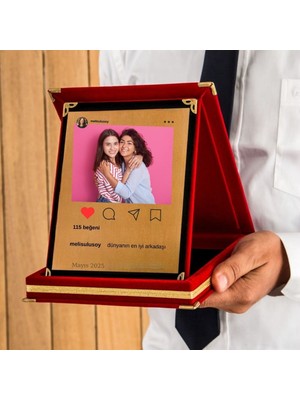 Arkadaşlara Özel Sosyal Medya Tasarımlı Fotoğraflı Hediye Plaket