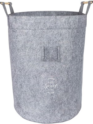 Mediterian Katlanabilir Çok Amaçlı Keçe Çamaşır ve Saklama Sepeti, 45x34x34 cm, Gri