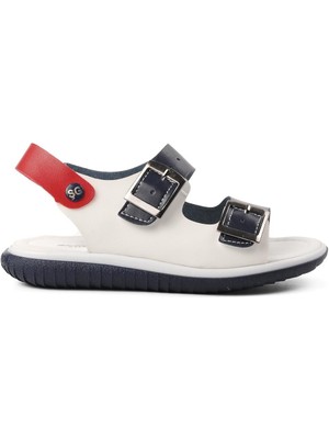 Aspor Lacivert Beyaz Kırmızı Erkek Çocuk Düz Sandalet