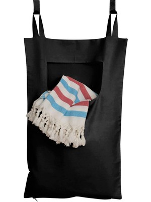 Mediterian Pratik Siyah Çamaşır Sepeti Seti, Metal Askılı Düzenleyici, 20-49 L