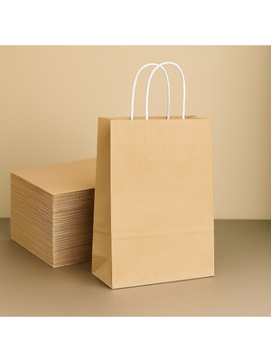 Roll-Up Kraft Çanta Naturel Küçük Boy 18x24cm 25li