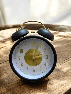 Şık Tasarımlı Metal Kasa Işıklı Çift Çanlı Saat