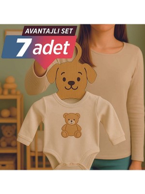 StorHome 7'li Lazer Kesim Ahşap Köpek Figürlü Bebek Askılığı Bebek Odası Için Doğal, Sevimli ve Dayanıklı