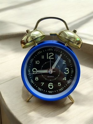 Metal Kasa Çift Çanlı Fosforlu Klasik Alarm Saat Büyük Boy