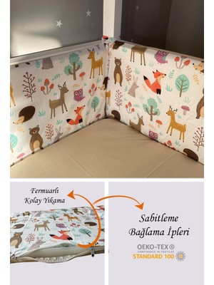 Nidage Orman Desenli Beşik Kenar Koruma Seti - Montessori Stil Katlanabilir Bariyer - - Taşıma Kapasitesi 0- 35 Kg