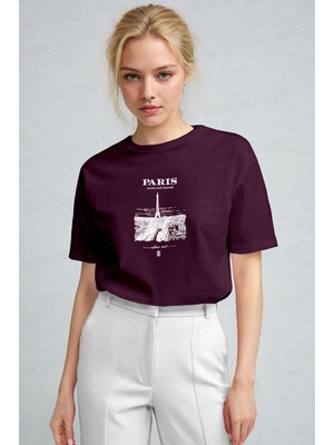 Millionaire Kadın Mürdüm Paris Regular Fit Normal Kalıp T-Shirt