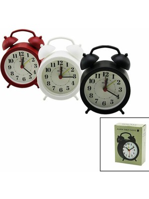 MS-300 Klasik Kulaklı Masa Çalar Saat Sessiz Akar Saniye Pilli Plastik Renkli 8.5 cm  Tekli