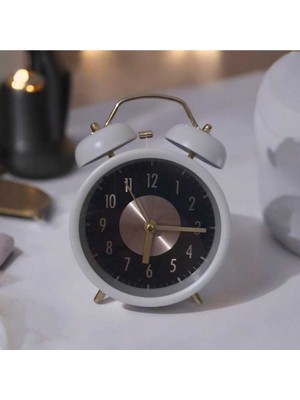 Retro Yüksek Sesli Çift Çanlı Çalar Saat, Büyük Kadranlı, Analog Alarmlı Masa Saati