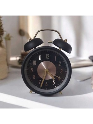 Retro Yüksek Sesli Çift Çanlı Çalar Saat, Büyük Kadranlı, Analog Alarmlı Masa Saati