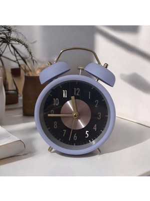 Retro Yüksek Sesli Çift Çanlı Çalar Saat, Büyük Kadranlı, Analog Alarmlı Masa Saati