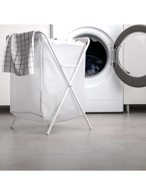 Mediterian Yüksekliği 60 cm, genişliği 43 cm, 50 lt kapasiteli ayaklı katlanabilir çamaşır sepeti