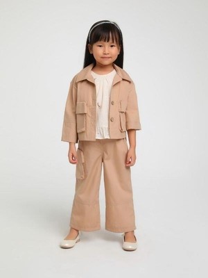 Kız Çocuk Erkek Yaka Cepli Iki Düğmeli Ceket