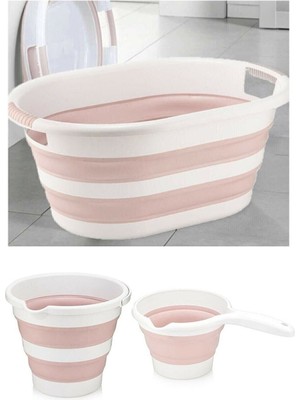 Mediterian Renkli Katlanabilir Çok Amaçlı 3'lü Set, 25 Litre, Pratik ve Şık Tasarım