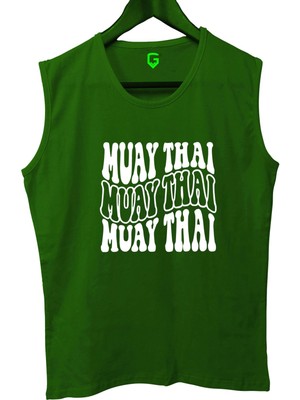 Top Glory Muay Thai Wave Baskılı Kolsuz Sporcu T-Shirt Tank Top Sporcu Fitness Atlet