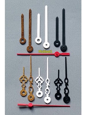 Multiset2 Akrep Yelkovan Saniye, Masa Saati Göstergeleri Siyah Beyaz Ahşap 3 Renk 6 Model 14 Parça