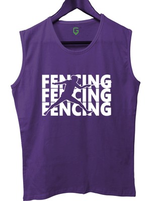 Top Glory Fencing Baskılı Kolsuz Sporcu T-Shirt Tank Top Sporcu Fitness Atlet