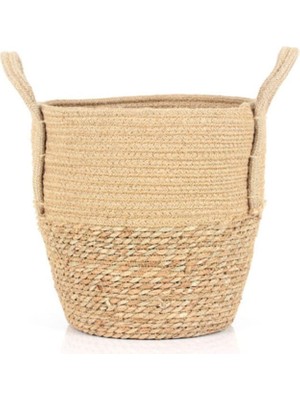 Mediterian Şık Hasır Sepet, Çok Amaçlı, Hafif ve Dayanıklı, Sarı Renk, Doğal Materyal