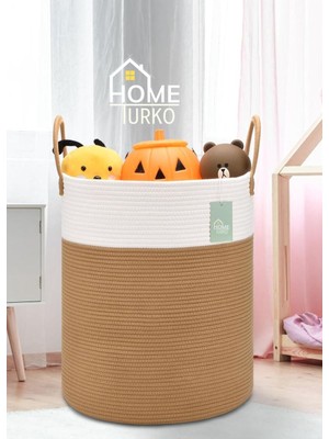 Mediterian İki Renkli Jüt Hasır Sepet Seti, Banyo, Oyuncak ve Saksı Organizer, 20 L