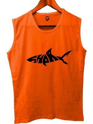 Top Glory Shark Baskılı Kolsuz Sporcu T-Shirt Tank Top Sporcu Fitness Atlet
