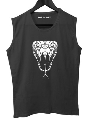 Top Glory Snake Baskılı Kolsuz Sporcu T-Shirt Tank Top Sporcu Fitness Atlet
