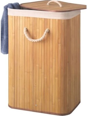 Mediterian Katlanabilir Bambu Çamaşır Sepeti 72 L, şık ve kullanışlı depolama çözümü