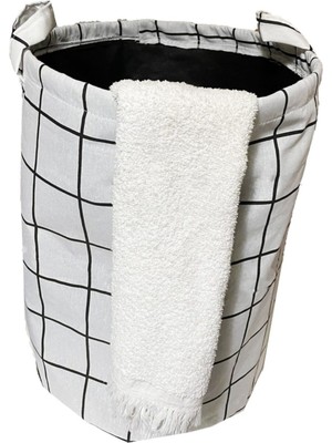 Mediterian Çift Kat Kumaşlı Çok Renkli Çamaşır Sepeti, Katlanabilir ve Pratik Kullanım