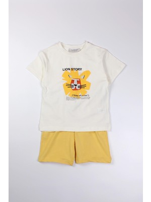 Mackays Erkek Çocuk Aslanlı Penye Şort Takım Sarı