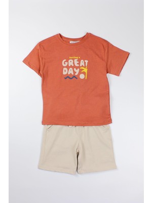 Mackays Erkek Çocuk Penye Şort Takım Turuncu