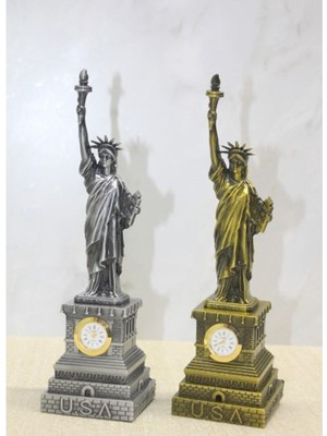 Büro Ev Ofis Dekoru Için Özgürlük Anıtlı Metal Masa Saati
