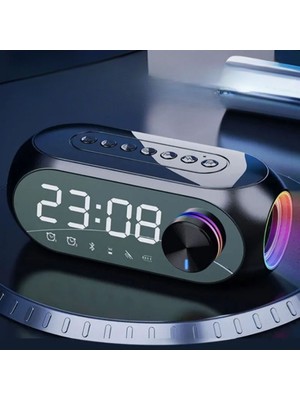 S8 Rgb Hd LED Işıklı Dijital Saat Alarm Şarjlı Bluetooth Bas Hoparlör Mp3 Fm Radyo