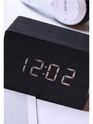 Ahşap Görünümlü Dijtial Masa Saati Şık ve Özgün Tasarım Masa Saati